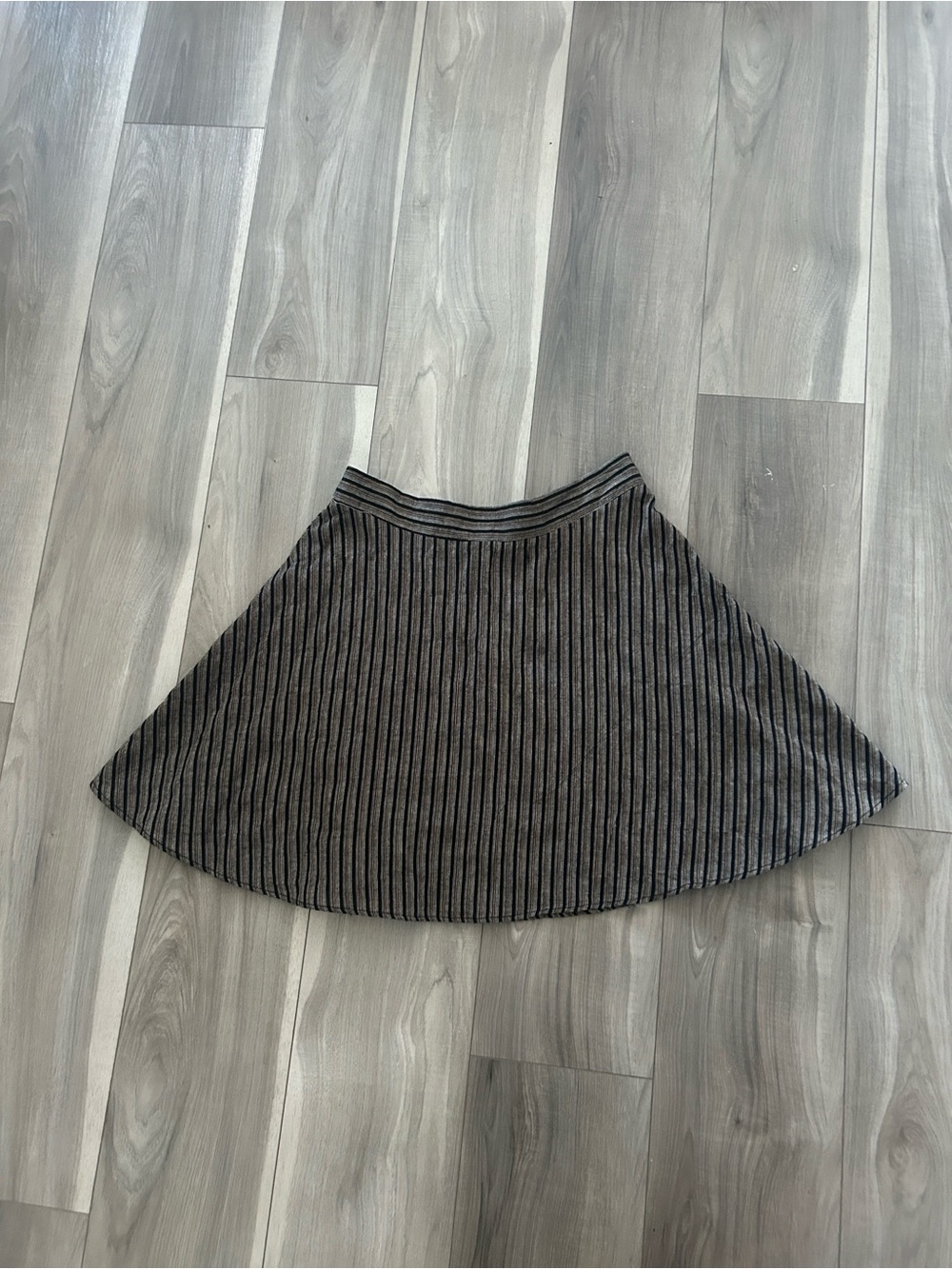 Lira Simons NOWT Striped Flared Skater Skirt Black Taupe Size M